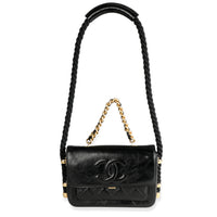 Chanel Black Crinkled Calfskin En Vogue Rope Flap Bag