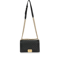 Chanel Black Caviar Quilted Old Medium Boy Bag