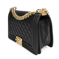 Chanel Black Caviar Quilted Old Medium Boy Bag