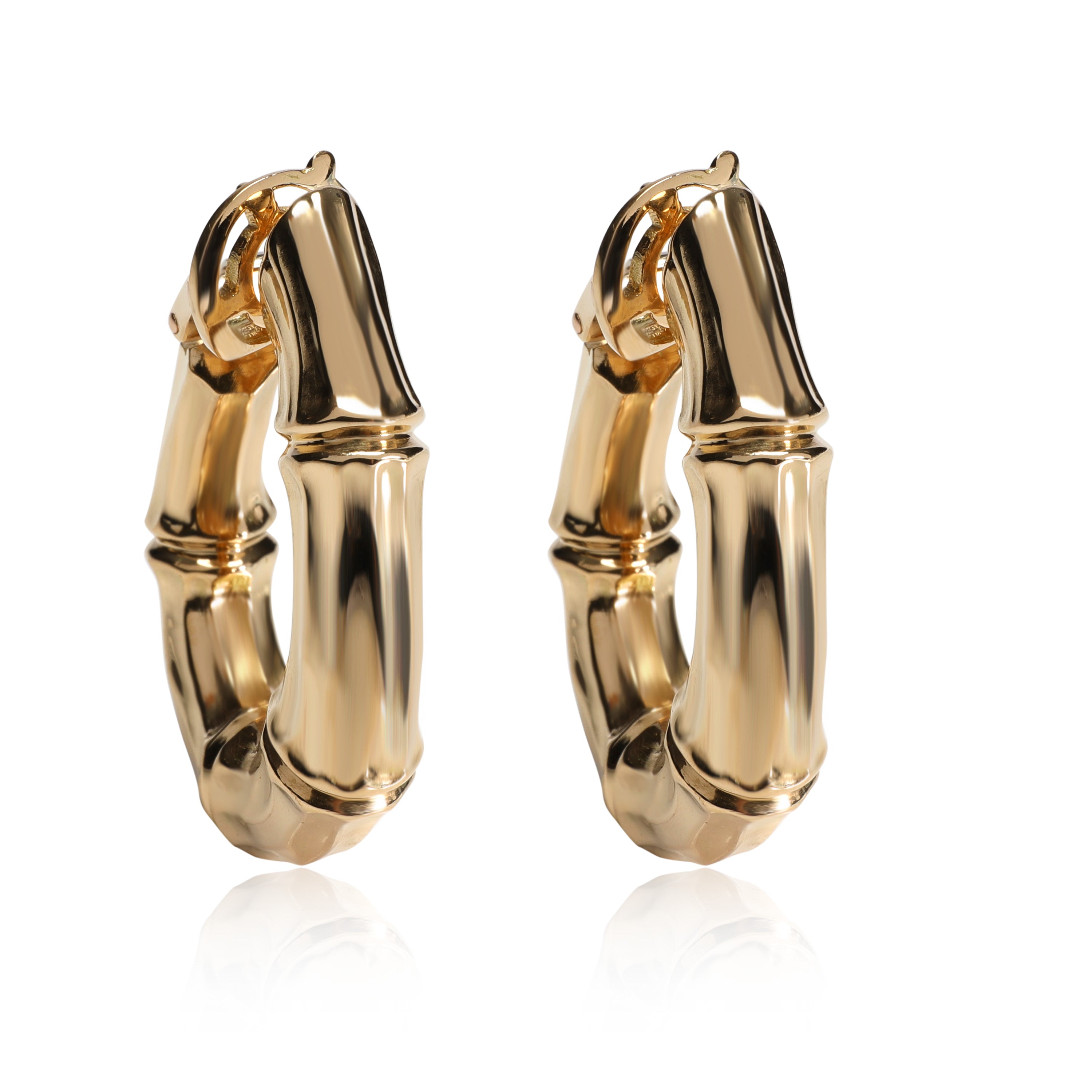 Vintage Cartier Bamboo Hoops Earrings in 18K Yellow Gold