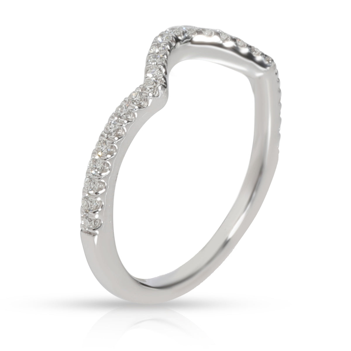 Blue Nile Curved Diamond Wedding Band in 14K White Gold 0.17 CTW