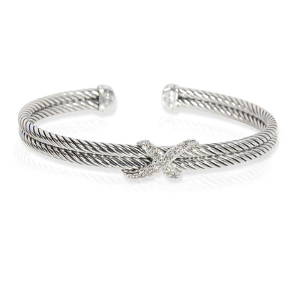 David Yurman Cable Diamond X Bracelet in Sterling Silver 0.22 CTW