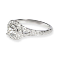 GIA Certified Halo Diamond Engagement Ring in Platinum F SI1 1.21 CTW