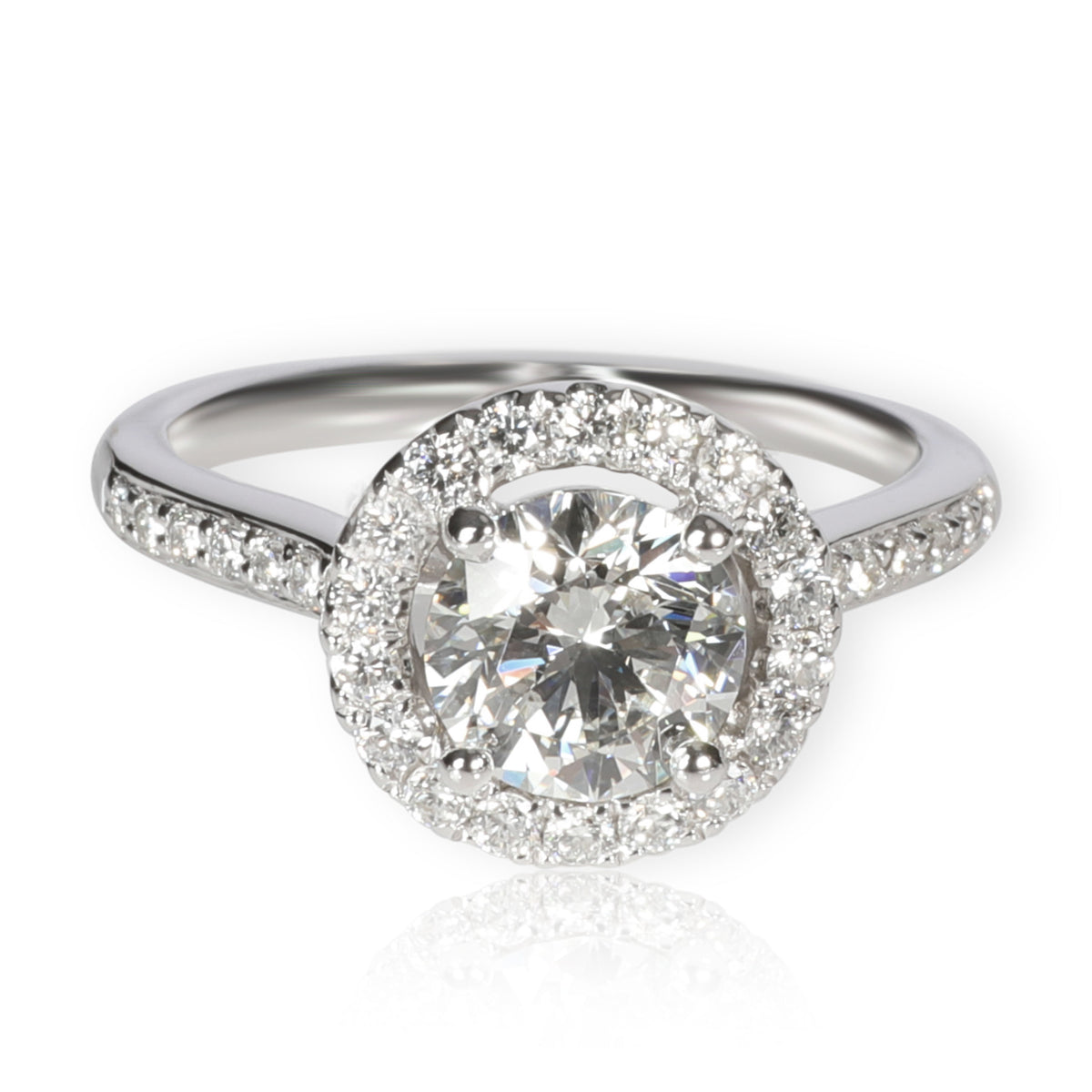 Halo Diamond Engagement Ring in  Platinum GIA Certified H SI2 1.23 CTW