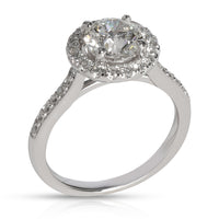 Halo Diamond Engagement Ring in  Platinum GIA Certified H SI2 1.23 CTW