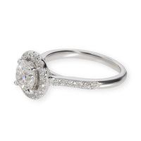 Halo Diamond Engagement Ring in  Platinum GIA Certified H SI2 1.23 CTW