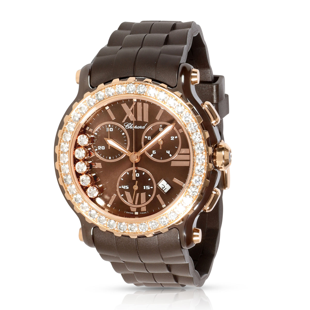 Chopard Happy Sport Chronograph 288515-9004 Unisex Watch in 18kt Rose Gold/Ceram