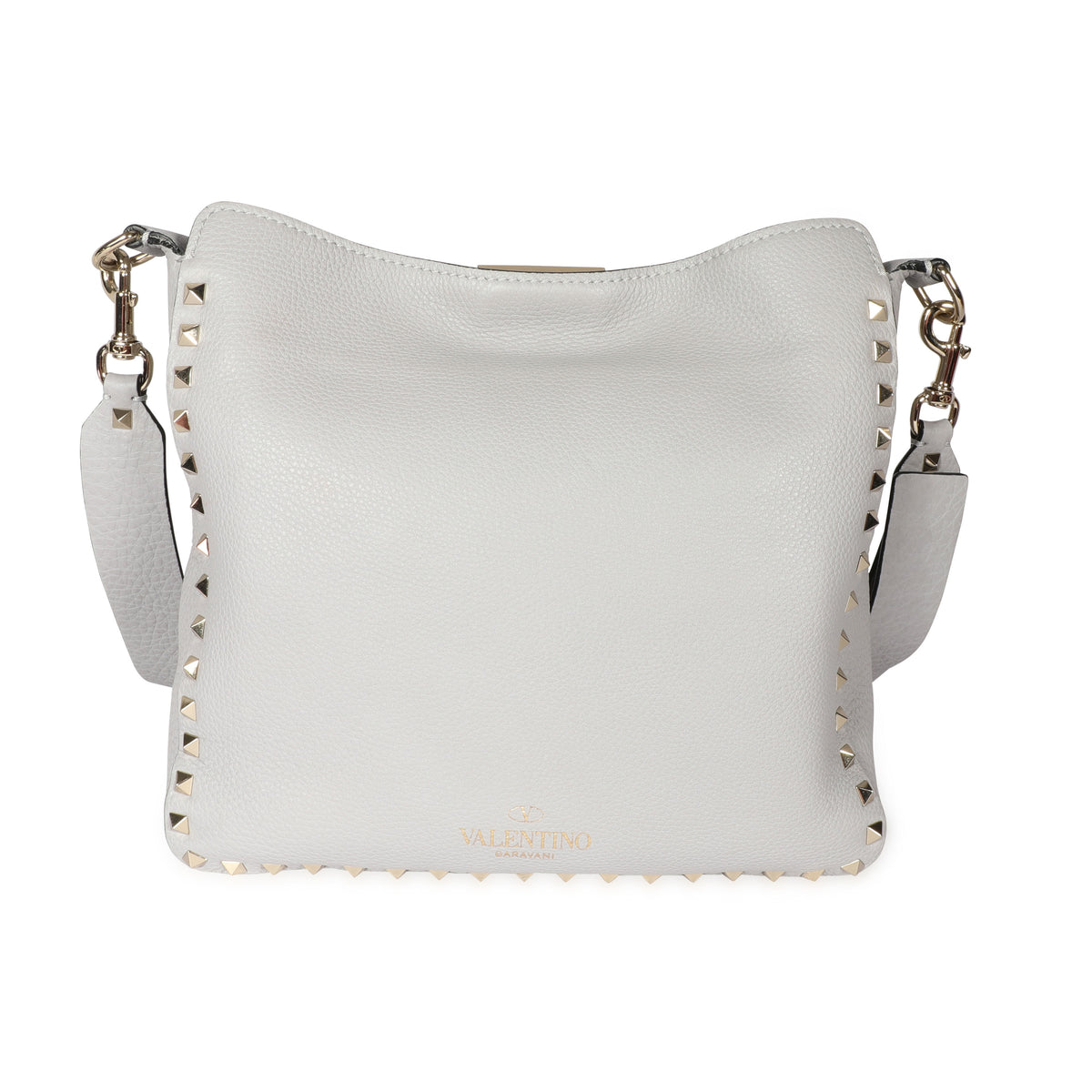 Valentino Rockstud Flip Lock Messenger Bag - Grey Crossbody Bags