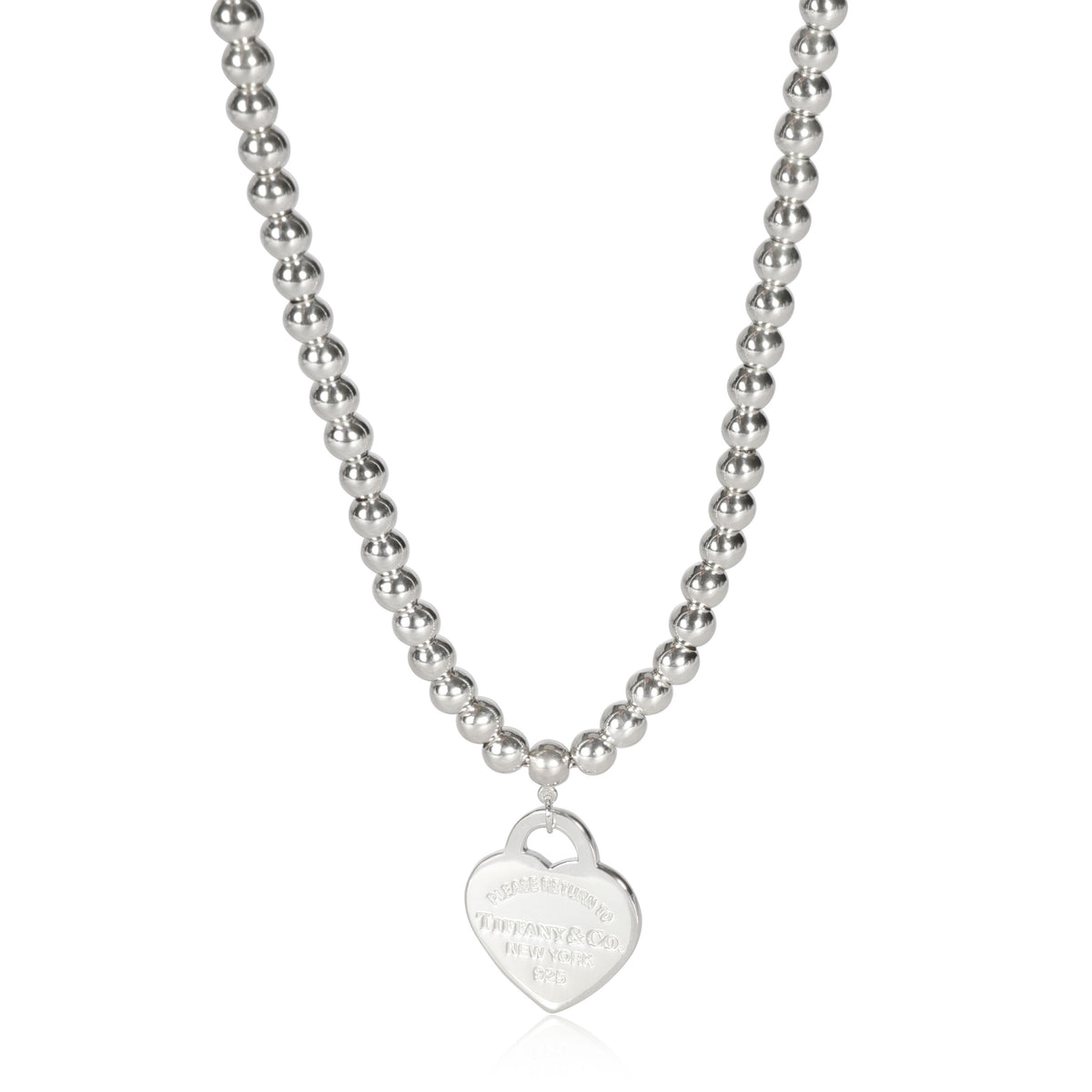 Tiffany & Co. Return to Tiffany Heart Tag Bead Necklace in Sterling Silver