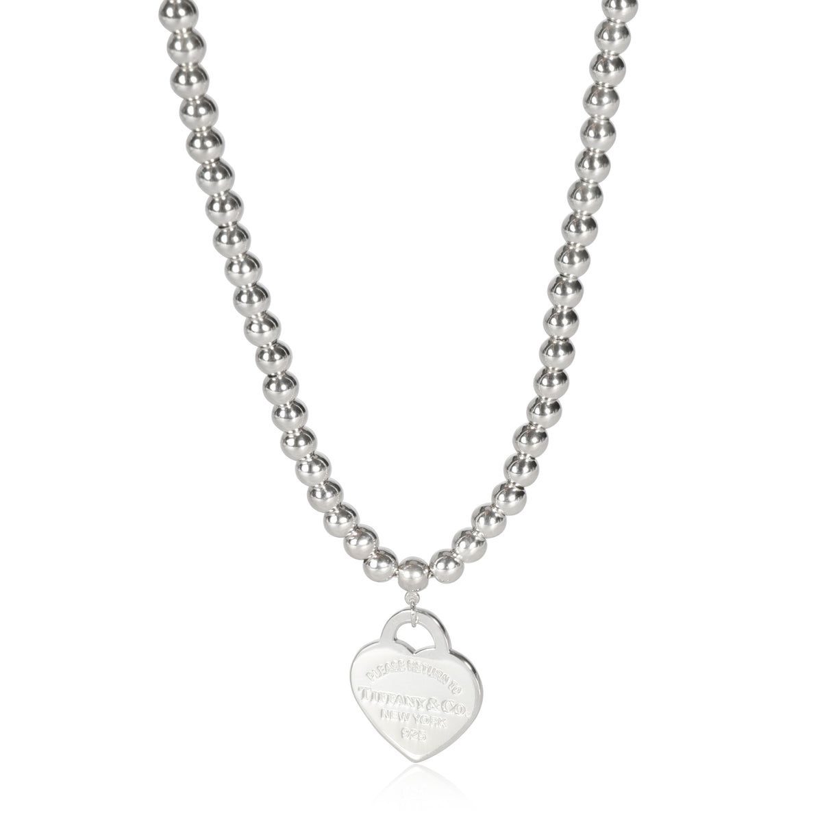 Tiffany heart tag bead necklace Clearance