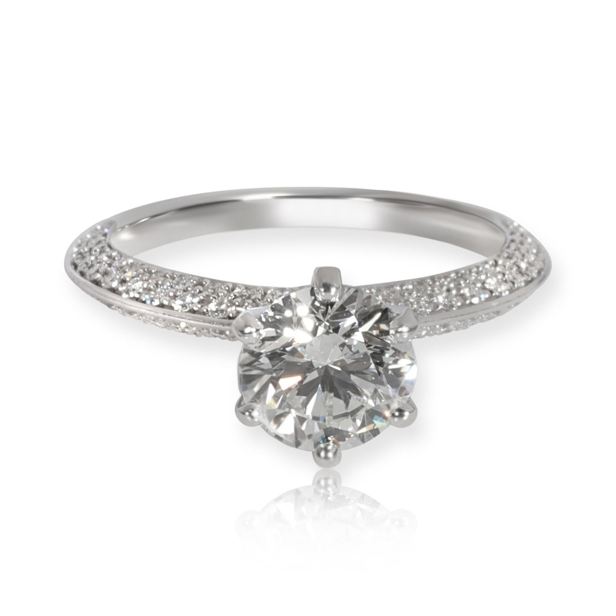 Tiffany & Co. Pave Diamond Engagement Ring in  Platinum G VVS 1.41ctw