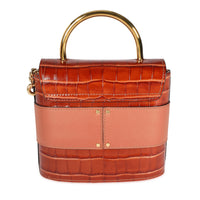 Chloé Chestnut Brown Crocodile-Effect Small Aby Lock Bag