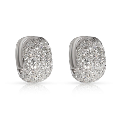 Pave Diamond Huggie Earrings in 18K White Gold 3 CTW