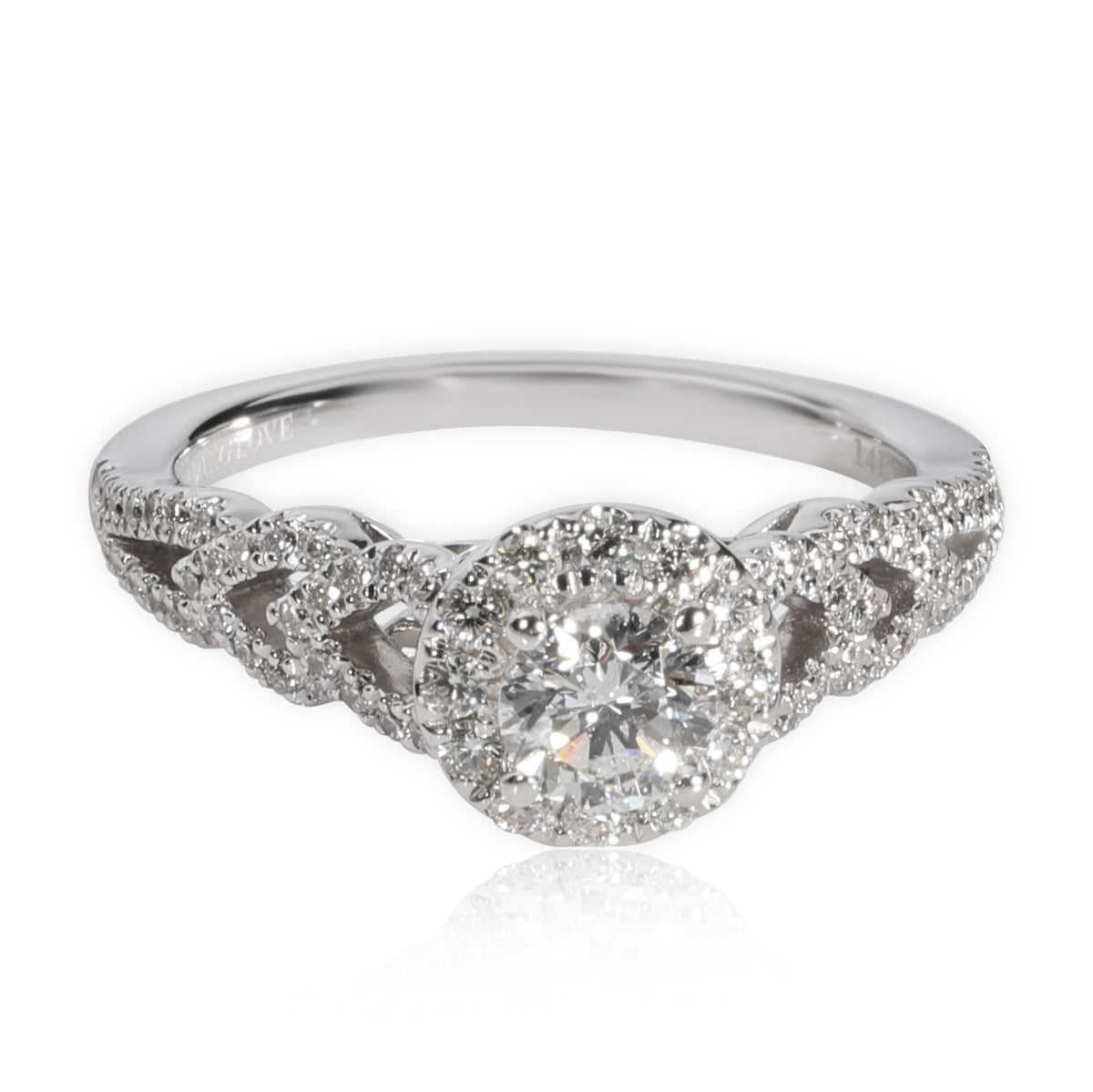 Vera Wang Halo Diamond Engagement Ring in 14K White Gold 0.75 CTW