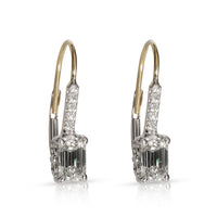 GIA Certified Emerald Diamond Earrings in 18KT Gold F VS1-VS2 1.19 CTW