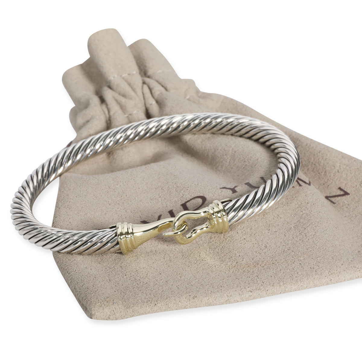 David Yurman Cable Hook Bracelet in 14K Yellow Gold & Sterling Silver