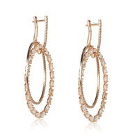 Hoop Earrings with Morganite, White and Champagne Diamonds in 18K Rose Gold