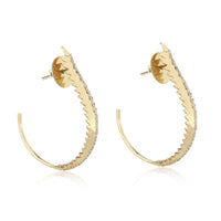 Open Feather Diamond Hoop Earrings in 18K Yellow Gold 0.38 CTW