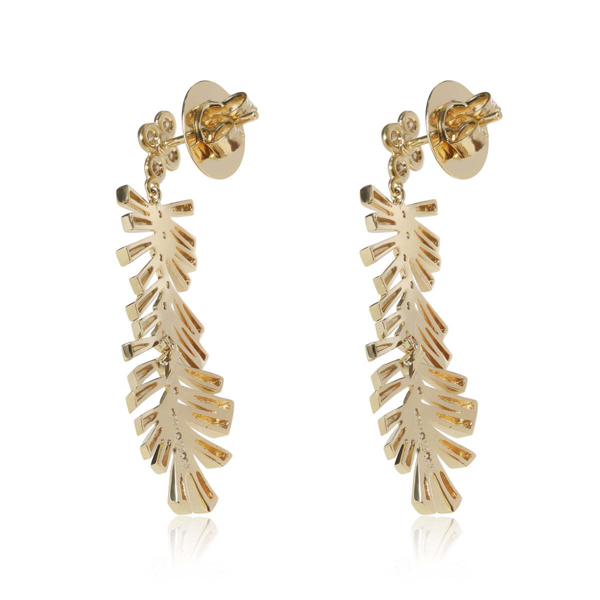 Herring Bone Diamond Drop Earrings in 18KT Yellow Gold 0.31 CTW