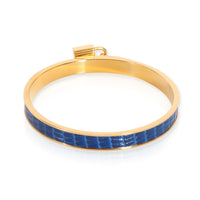 Hermès Gold-Plated Blue Lizard Kelly Lock Cadena Bangle