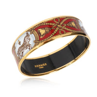 Hermès Grand Apparat Gold-Plated Wide Enamel Bangle