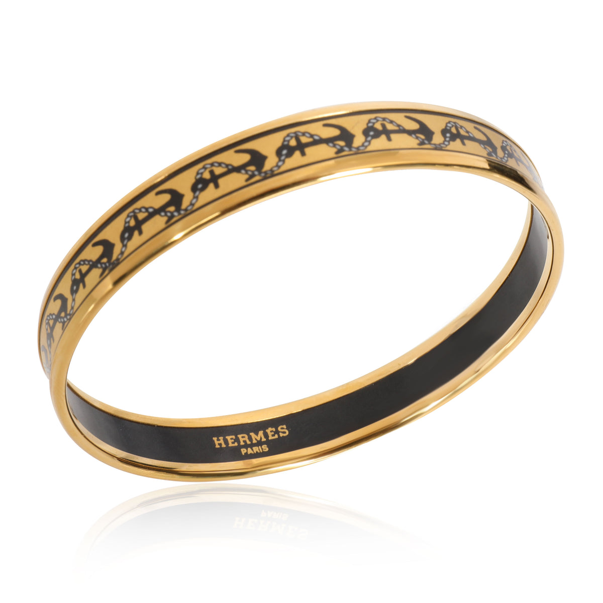 Hermès Gold-Plated Narrow Enamel Bangle