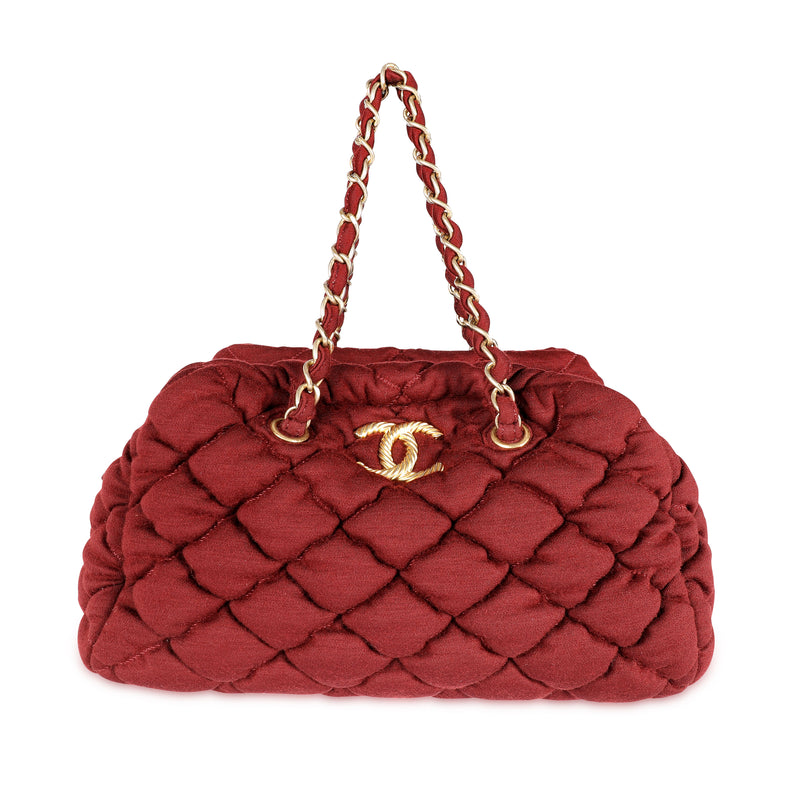 Chanel Burgundy Jersey Quilted Bubble Bag