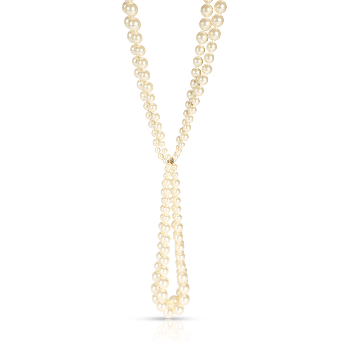 Chanel Simulated Glass Pearl Lariat Necklace