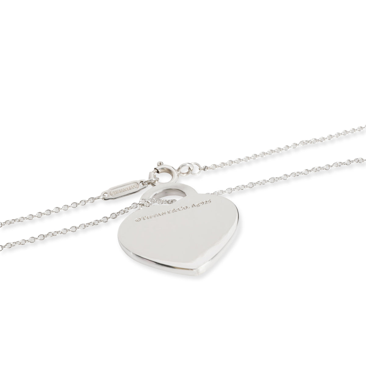 Return to Tiffany Heart Tag Necklace in Silver with A Diamond, Medium