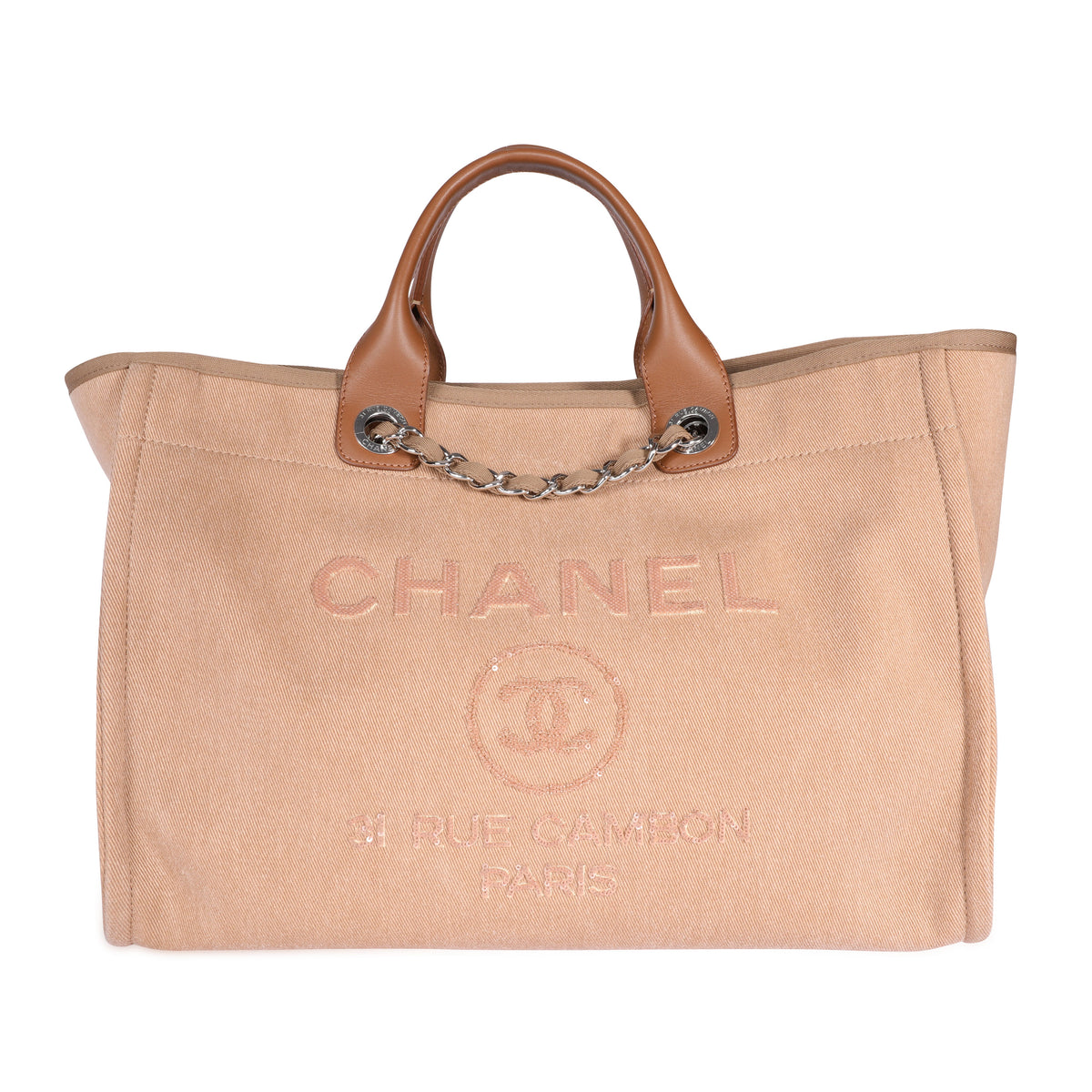 Chanel Deauville Tote, Burgundy, Leather, Mint Condition
