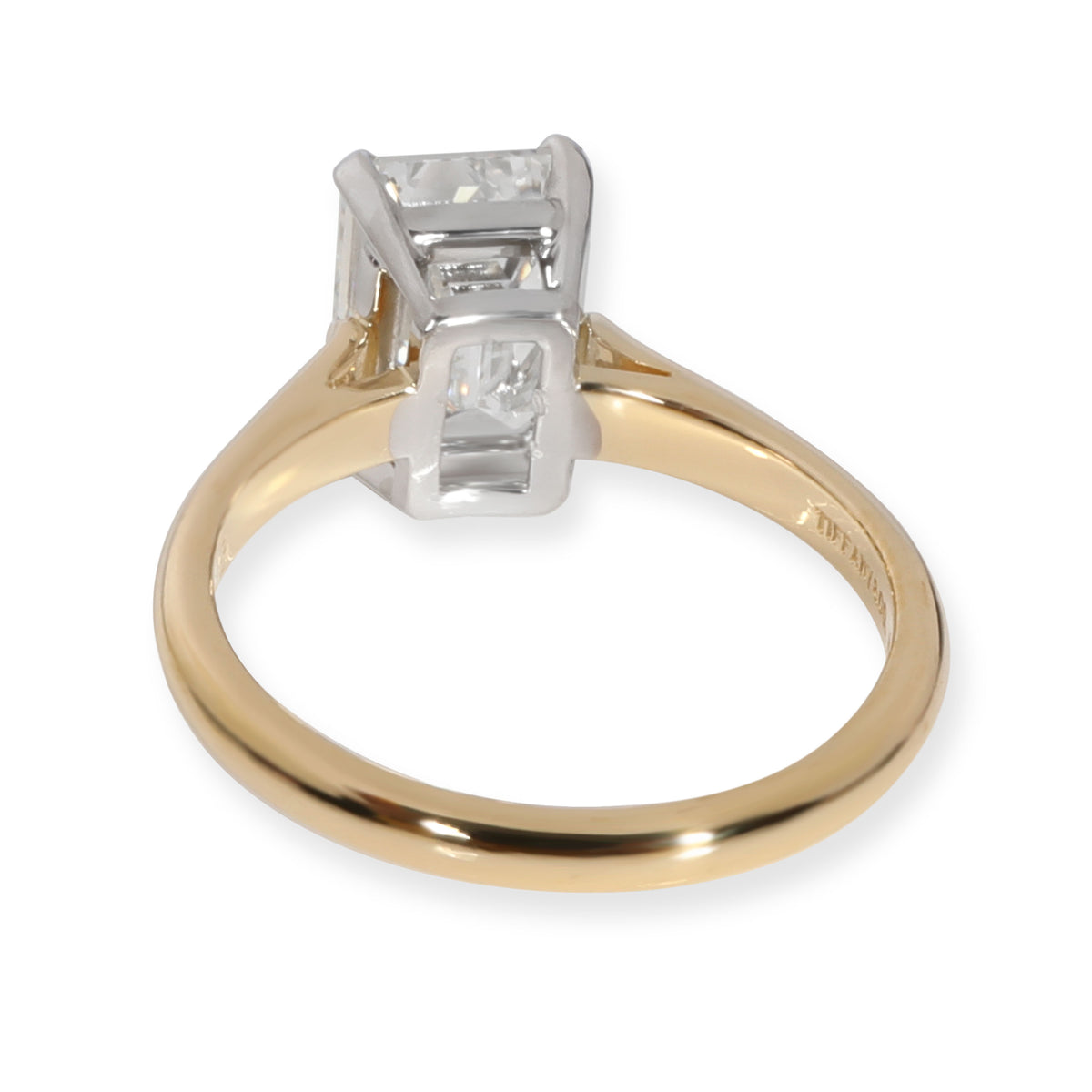 Tiffany & Co Emerald Diamond Solitaire Ring in 18K Gold/Platinum F VVS2 2.23 CTW