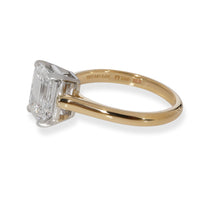 Tiffany & Co Emerald Diamond Solitaire Ring in 18K Gold/Platinum F VVS2 2.23 CTW