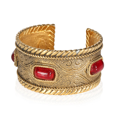 Rare Vintage Chanel Gripoix Byzantine Cuff Gold Plated