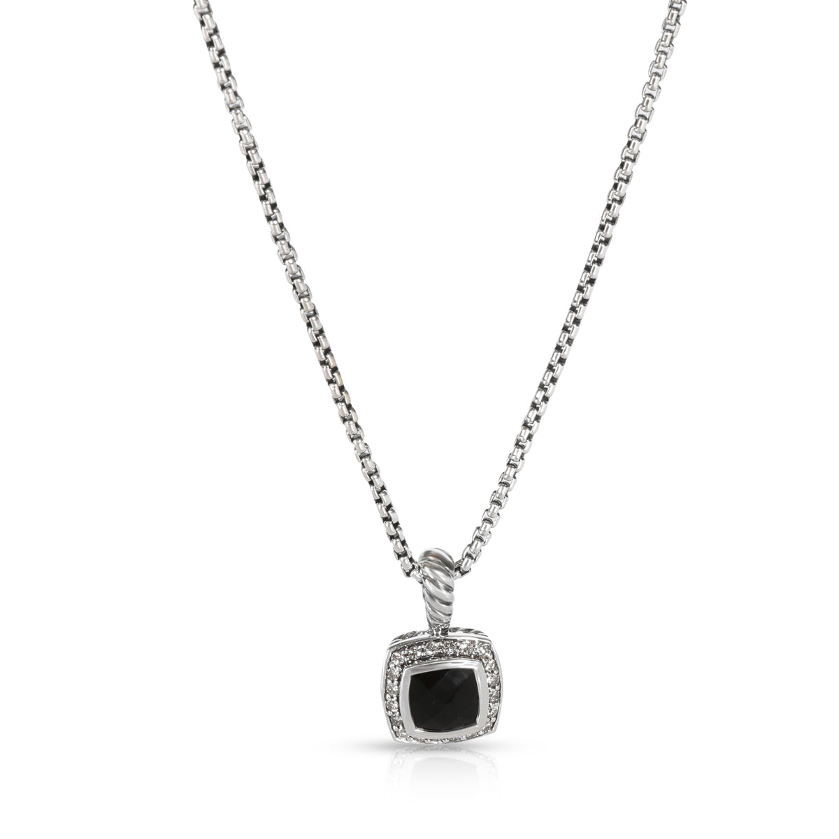 David Yurman Albion Onyx Diamond Necklace in  Sterling Silver Black 0.17 CTW