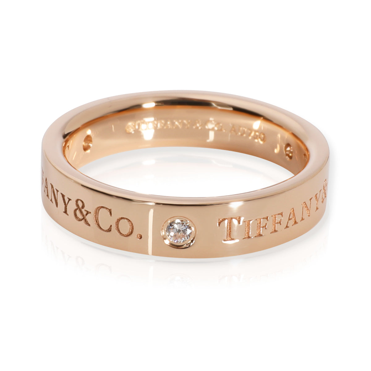 Tiffany Band Ring with Diamonds in 18K Rose Gold CTW by