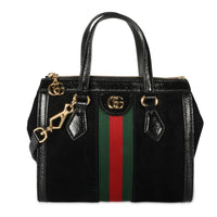 Gucci Black Suede & Patent Leather Small Ophidia Tote Bag