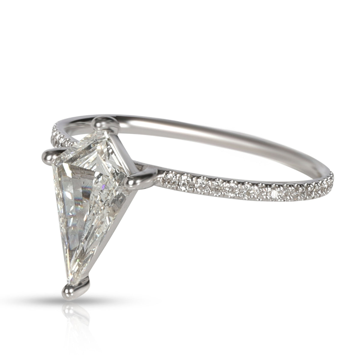 Reimagined Kite Shape Diamond Dagger Ring in 18K White Gold F VS 1.02 ctw