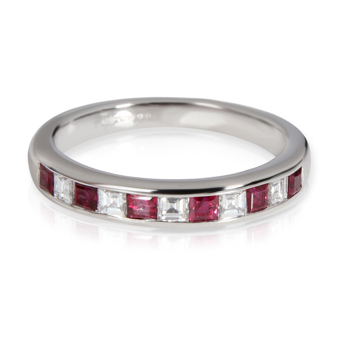 Tiffany & Co. Channel Set Ruby Diamond Band in  Platinum 0.25 CTW
