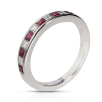 Tiffany & Co. Channel Set Ruby Diamond Band in  Platinum 0.25 CTW