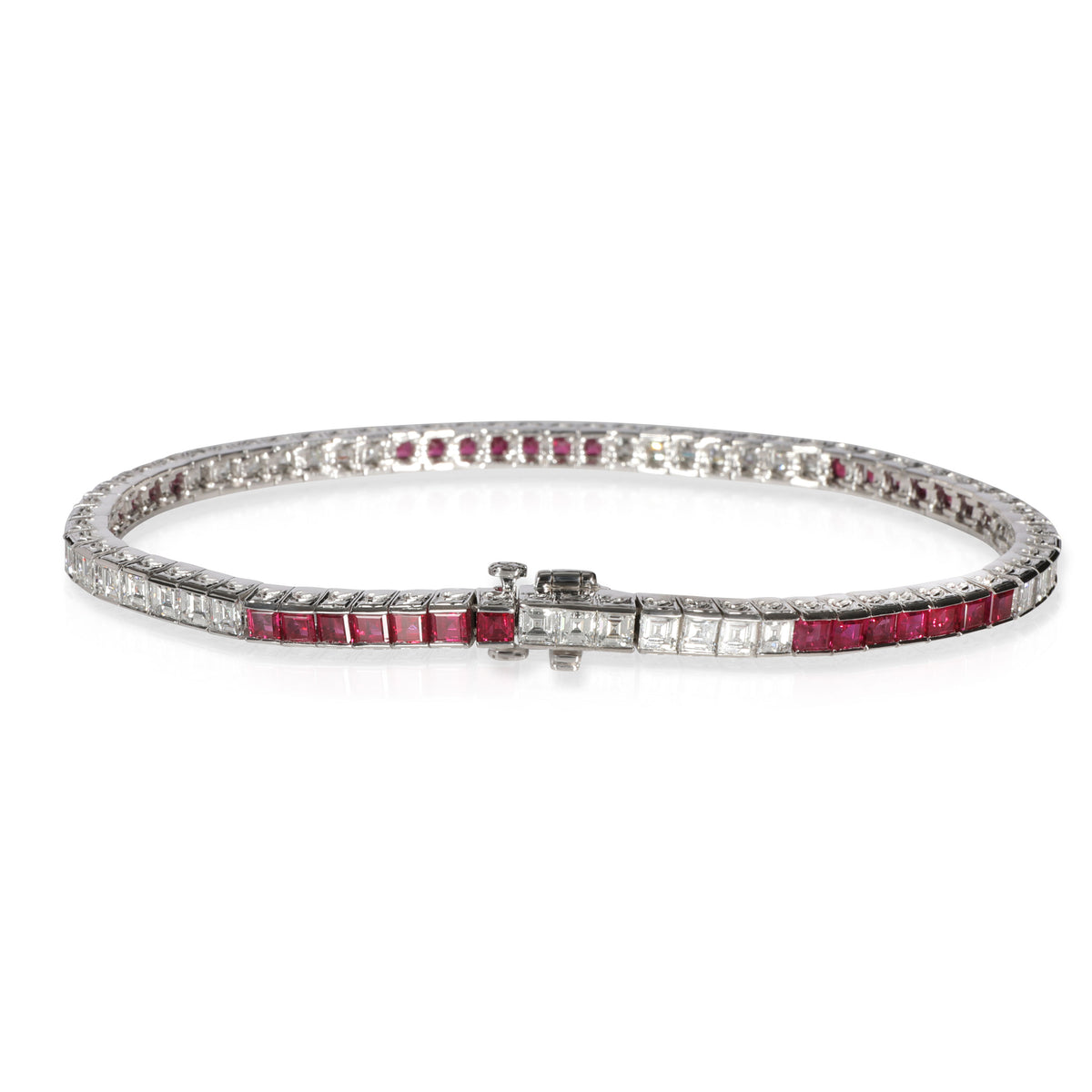 Tiffany Ruby & Diamond Channel Bracelet in Platinum 3.50 CTW