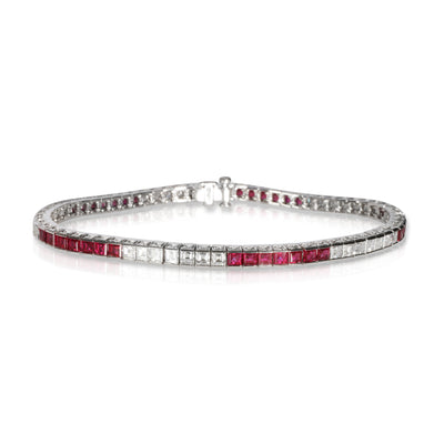 Tiffany Ruby & Diamond Channel Bracelet in Platinum 3.50 CTW