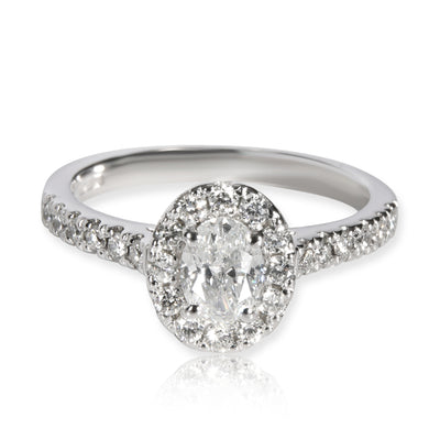 Oval Halo Diamond Engagement Ring in  Platinum D SI2 0.91 CTW