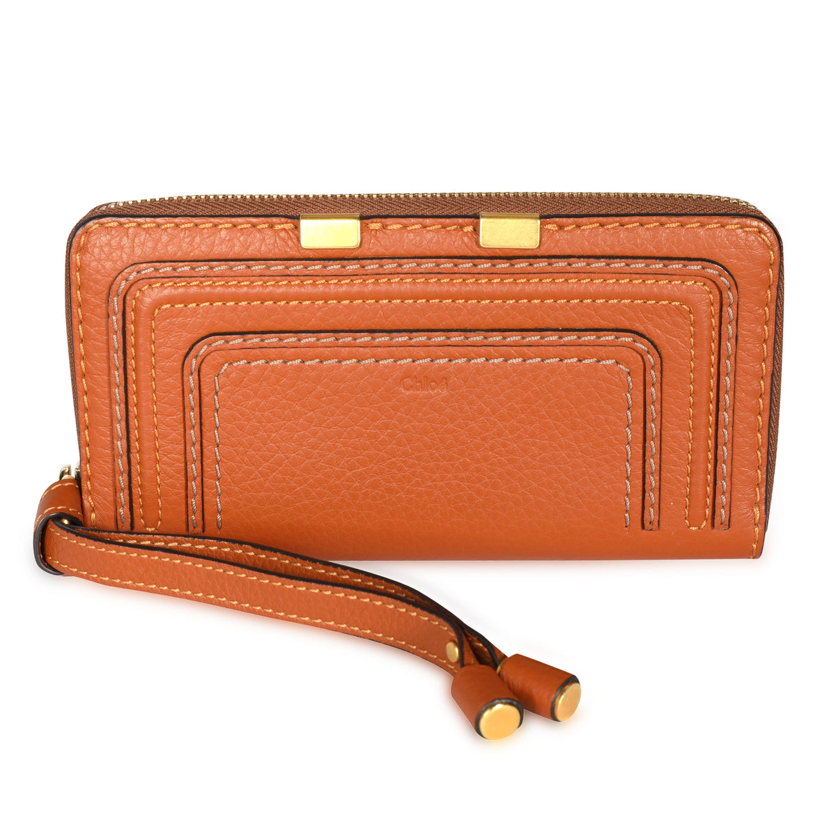 Chloé Tan Leather Marcie Wristlet Wallet