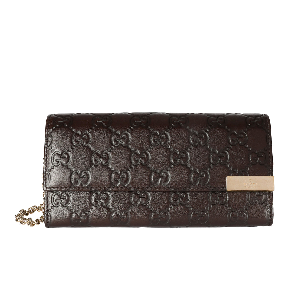 Gucci Brown Guccissima Chain Wallet