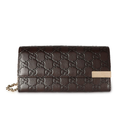 Gucci Brown Guccissima Chain Wallet