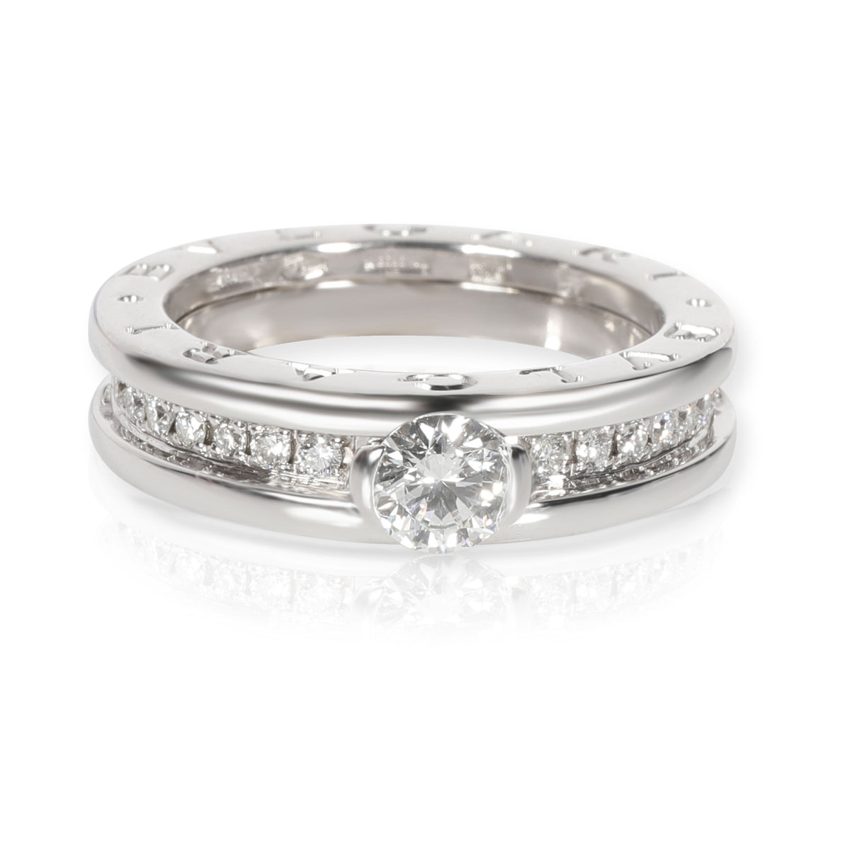 BVLGARI B.zero1 Diamond Engagement Ring in 18K White Gold GIA E VS1 0.69 CT