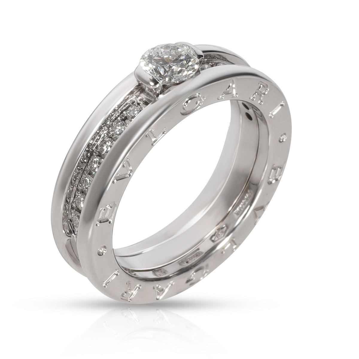 BVLGARI B.zero1 Diamond Engagement Ring in 18K White Gold GIA E VS1 0.69 CT