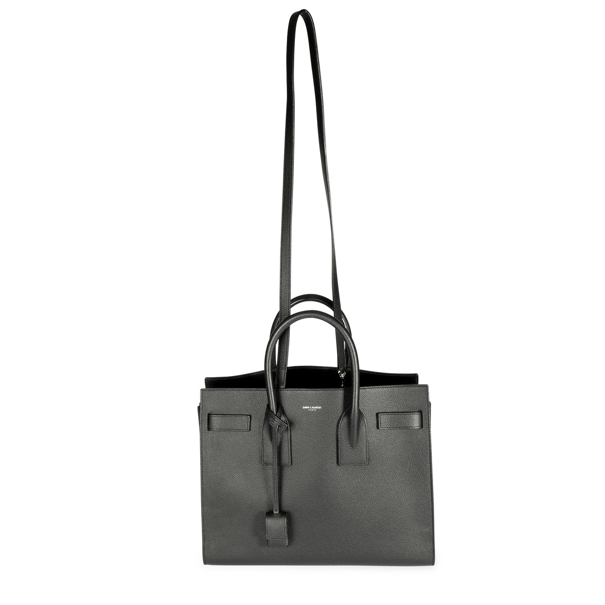 Saint Laurent Black Grained Leather Small Sac De Jour Bag