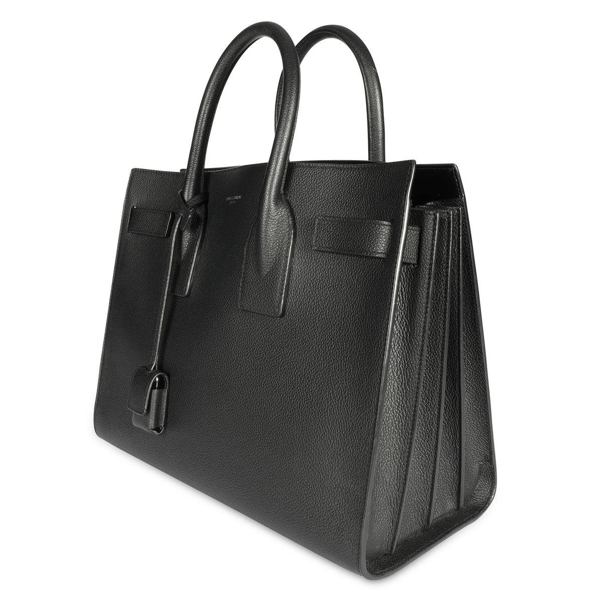 Saint Laurent Black Grained Leather Small Sac De Jour Bag