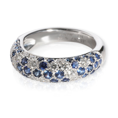 Cartier Mimi Sapphire & Diamond Pave Dome Ring in 18K White Gold